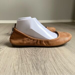 Lucky Brand Eikia Ballet Flats Size 8 M Tan Brown Leather Neutral Minimalist